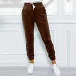 Versatile Women's Jogger Pants With Elastic Waistband And Drawstring, Korean-style Velvet Casual Pants, Sportswear
