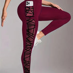 Athletic Outdoor Butt-lifting Mesh-panel Spliced Tights With Pockets