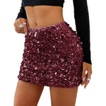 Womens Solid-Color Casual All-Match Sequin Skirt