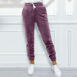 Versatile Women's Jogger Pants With Elastic Waistband And Drawstring, Korean-style Velvet Casual Pants, Sportswear