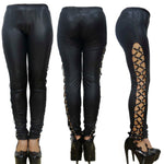 Punk-style Faux Leather Patent Leather Matte Cropped Pants
