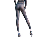 Female Solid Color Casual Versatile High-waisted Sheer Leggings