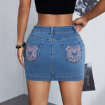 Hips-hugging Springsummer Denim Skirt For Workouts