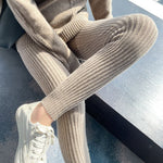 Versatile Solid-Color Ribbed Knit Pants For Women To Wear At Home