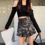 Versatile High-waisted Pleated Mini Skirt For Spring And Fall