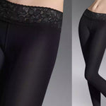 Lace Waistband With Goose Down Non-slip Slimming Tights