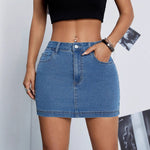 Hips-hugging Springsummer Denim Skirt For Workouts