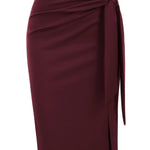 Elegant Monochrome High-waisted Knee-length Skirt For Women