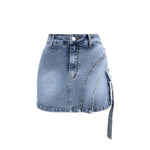 European And American-style Spicy Girl Elastic Denim Skort