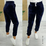 Versatile Women's Jogger Pants With Elastic Waistband And Drawstring, Korean-style Velvet Casual Pants, Sportswear