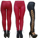 Punk-style Faux Leather Patent Leather Matte Cropped Pants