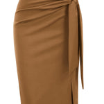 Elegant Monochrome High-waisted Knee-length Skirt For Women