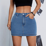 Hips-hugging Springsummer Denim Skirt For Workouts